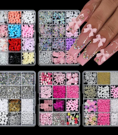 3D nail charms (bows, pearls,chains)