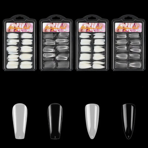 Nail tips (clear, natural, french, coffin, stiletto)