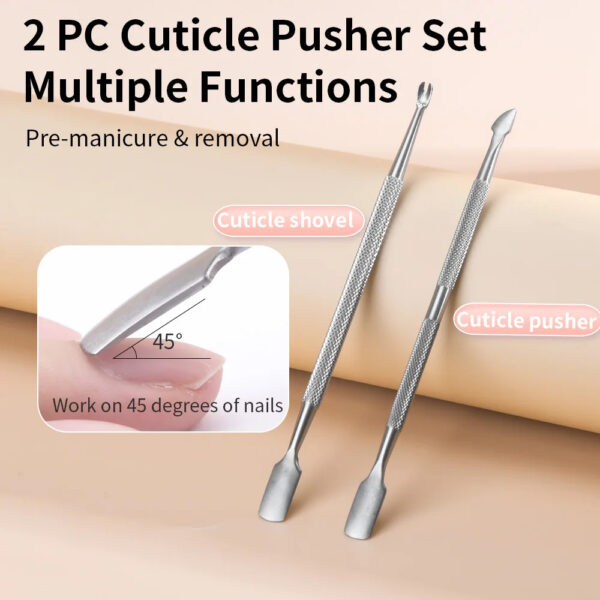 Cuticle pushers (metal, wooden, plastic)